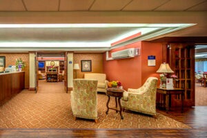 A view of the waiting area at Covenant Living Golden Valley's main office.