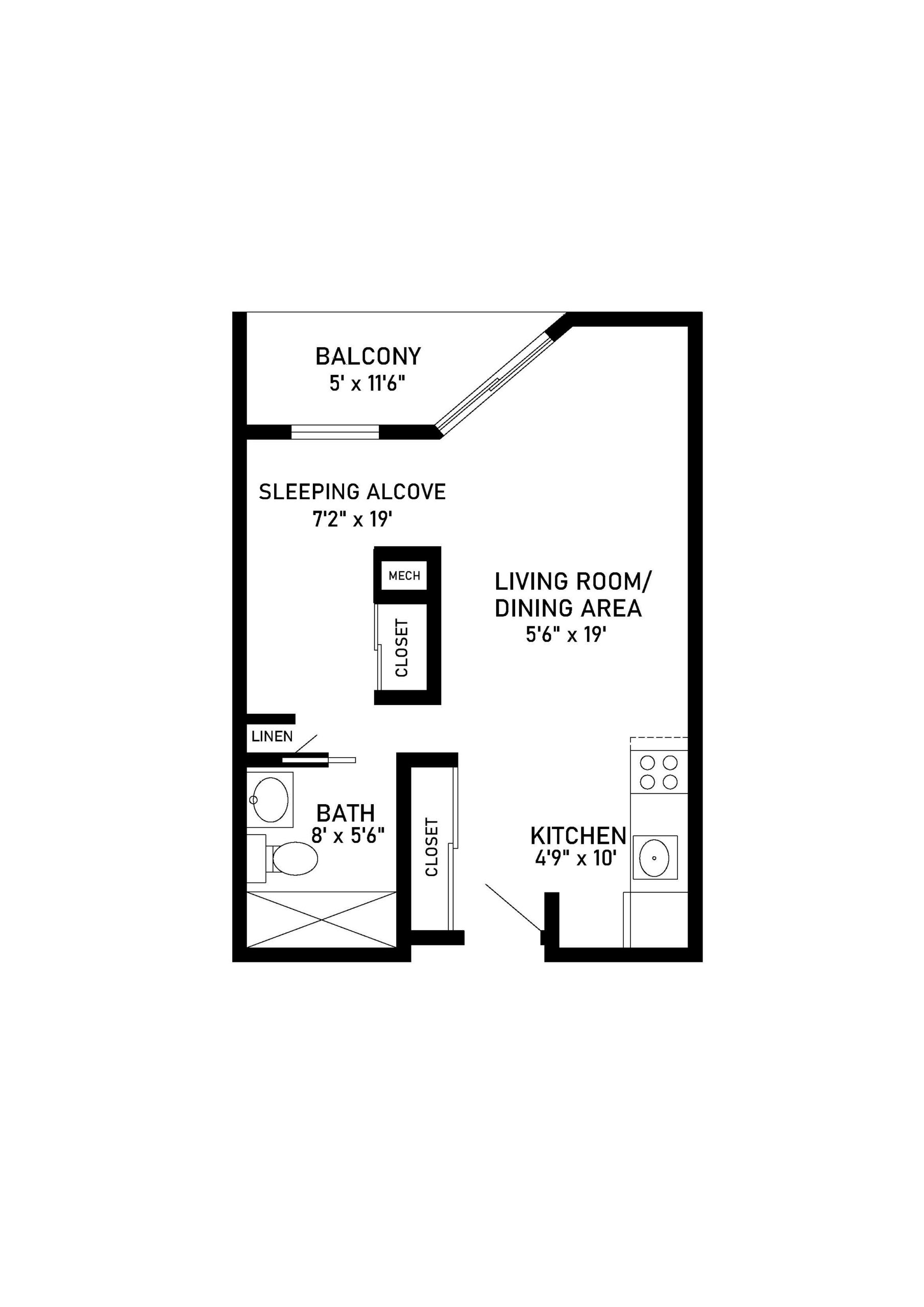 Aspen alcove apartment floor plan