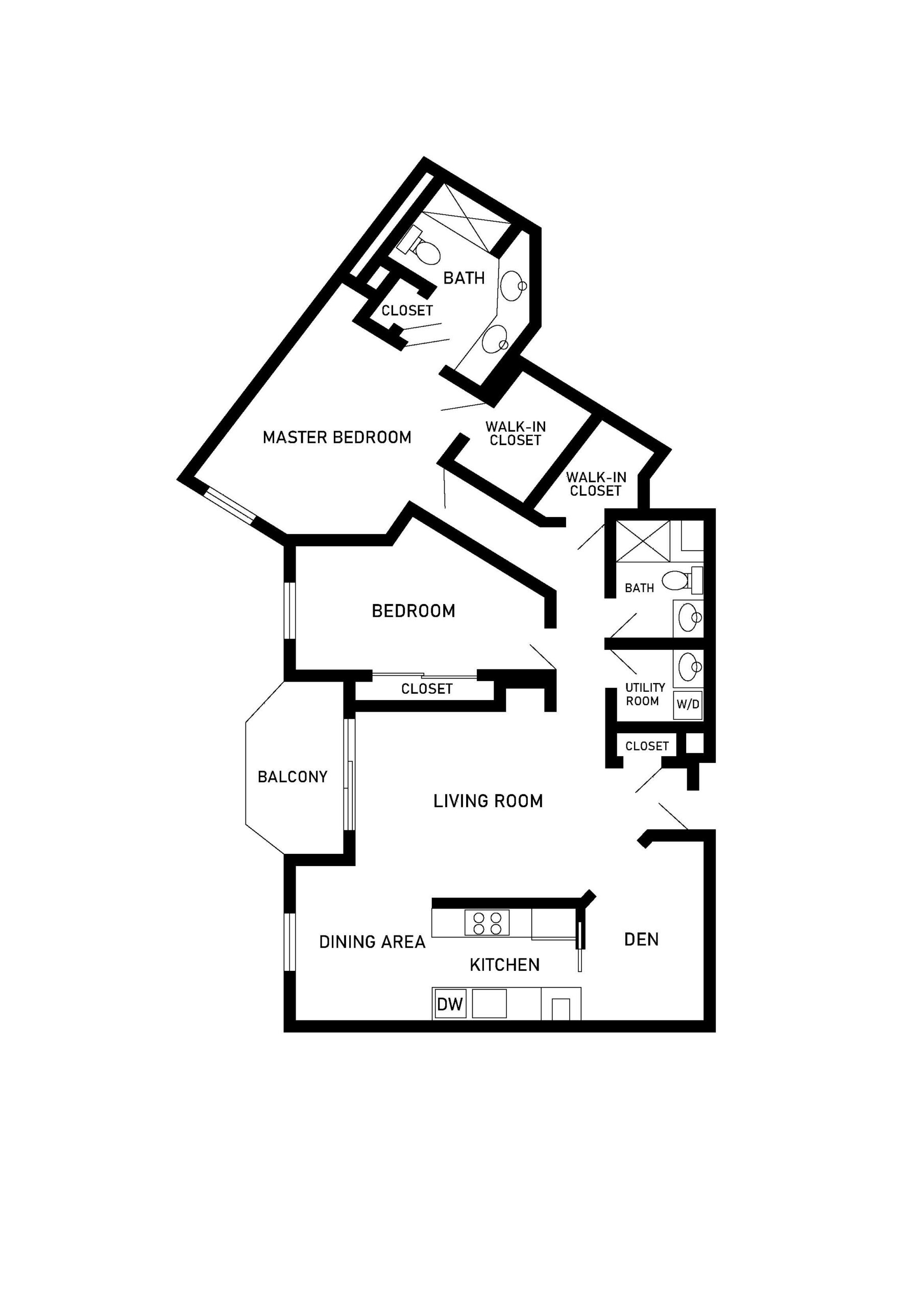 Teak 2 bed and 2 bath apartment floor plan