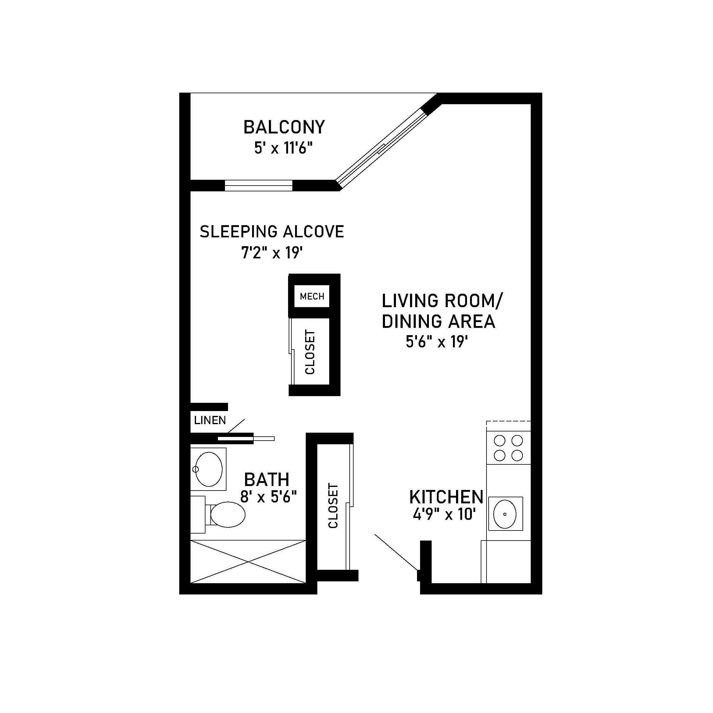 Aspen alcove apartment floor plan